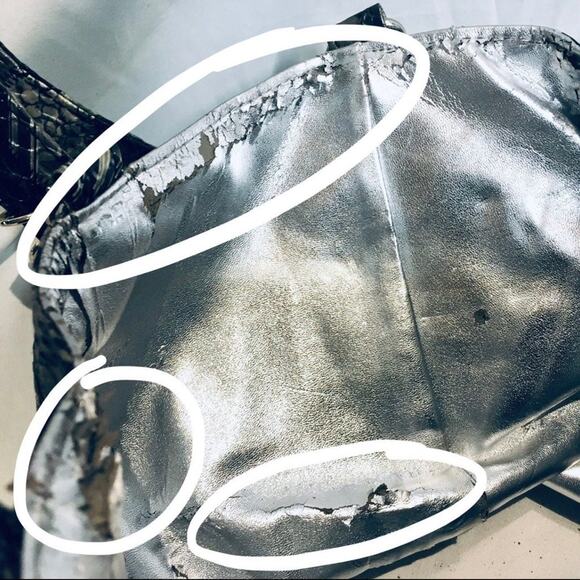 BRACIANO VINTAGE HANDBAG FAUX RATTLESNAKE SILVER - Picture 8 of 9